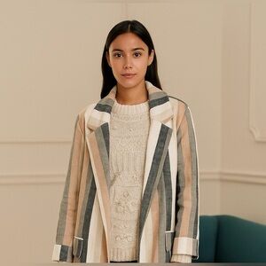 Dynamite Linen Blend Striped Blazer